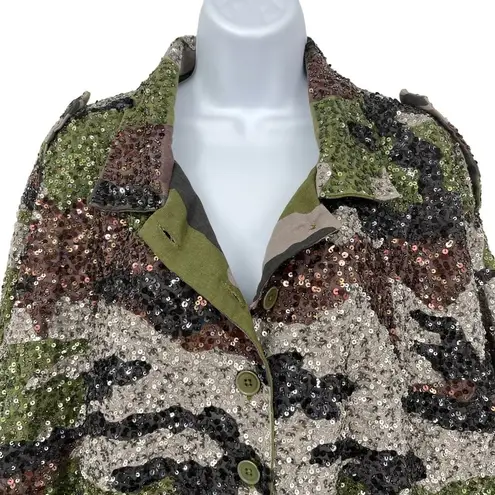 Revolve NEW Retrofete Idan Camo Sequin Matching Set Shorts Jacket Shacket Army 