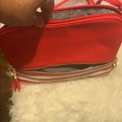 Striped Red and White Crossbody Bag