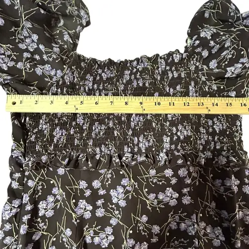 143 Story By Line Up Sz M Floral Maxi Brown Lavendor Front Slit Dress