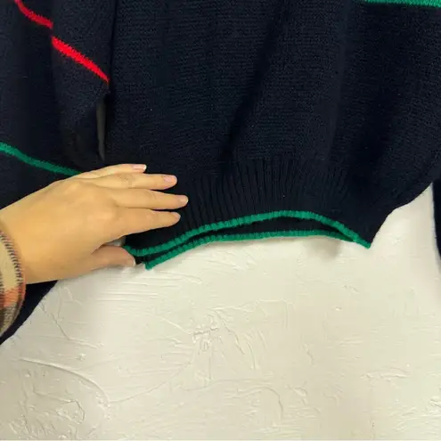 Vintage 80s Navy Blue Wool Embroidered Only For Boys Adventure Sweater Womens XS