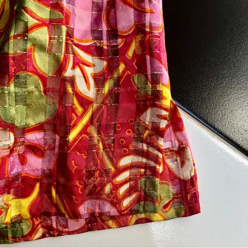 Vintage 60s Marita by Anthony Maruto House Dress Red Pink Metallic Gold size M Multiple Size M