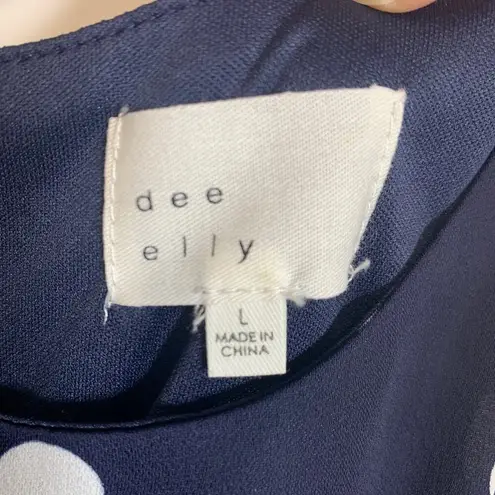 Dee Elly Blue White Polka Dot Dress Pinup 20s Style Sz Large