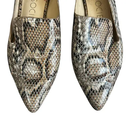 Sole Society Snakeskin Flats Womens 5.5 Tan Leather Pointed Toe Slip On