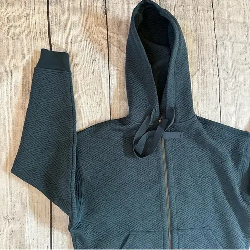 Thirdlove quilted dark teal small zip up hood sweatshirt