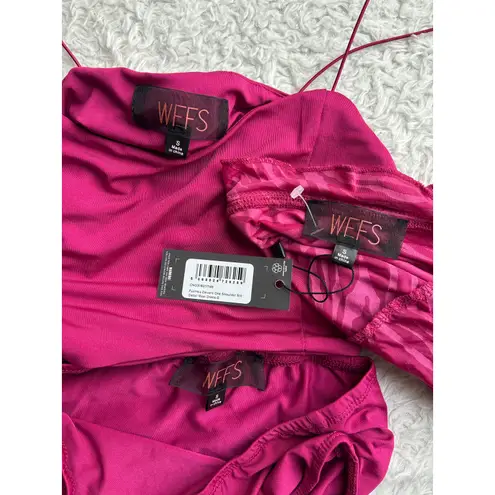 WFFS Fuschia Devore One Shoulder Slit Zebra Print Maxi Dress Size Small Purple