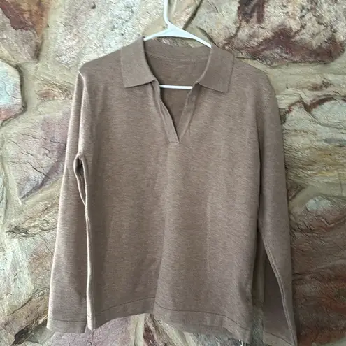 Commense Leisure Collared Pullover Sweater size small Tan