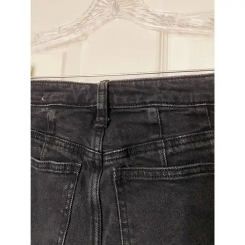 Free People Black Ash Denim Avery Raw Hems High Rise Bermuda Jean Shorts