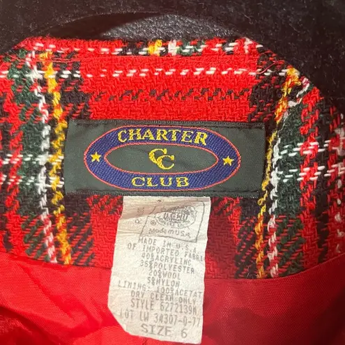 Charter Club Red Plaid Jacket Size 6