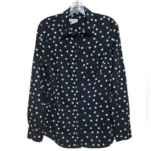 Merona  Black and White Polka Dot LongSleeve  Shirt Women's Sz Small