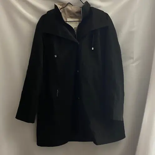 Coldwater Creek NWOT Wo size XL Black Raincoat / Coat with removable Hood
