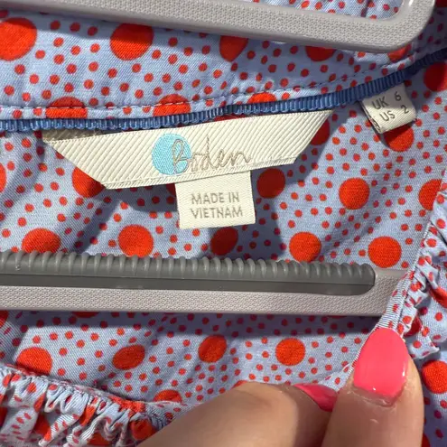 Boden USA Boden Carey Polka Dot Blouse Women’s Size 2 US / 6 UK Blue Red Short Sleeve