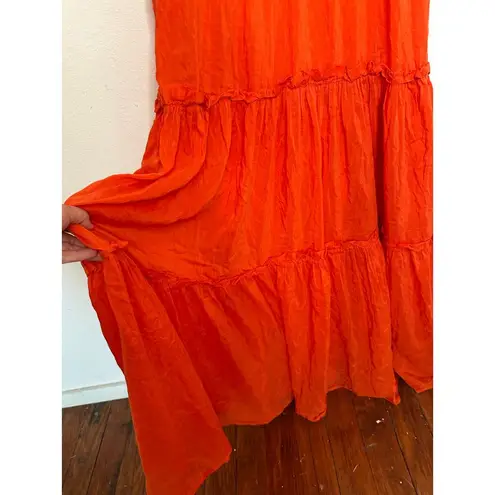 NICHOLAS Orange Mylah Plunge Neck Tie Front Beachy Boho Maxi Dress Size US 4