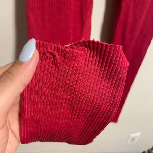 Carbon38 Red Pink Leopard Ribbed 7/8 Legging