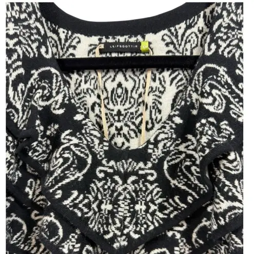 Leifsdottir Ruffle Neck Sleeveless Wool Cashmere Sweater Dress XS Black