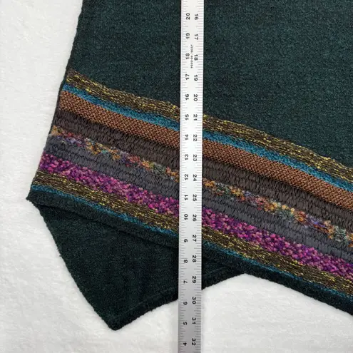 Soft Surroundings Tunic Sweater Asymmetrical Knit Trim Green Size S