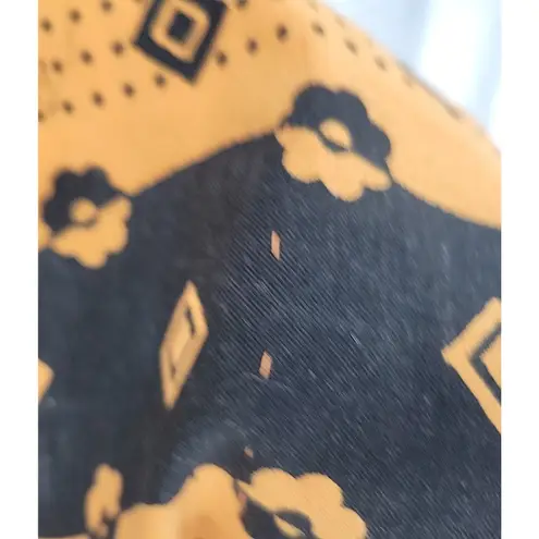 Black Yellow Striped Dress Floral Tribal Summer Maximalist Eyelet Trim Size M Size M