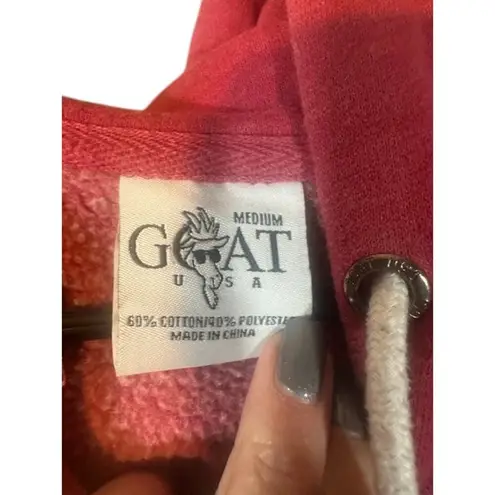 Goat USA Pink Kangaroo Pocket Logo Hooded Pullover Sweatshirt Women Sz M Size M