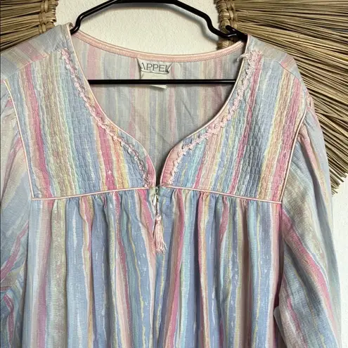 Pink and Blue Striped Pajama Set with V