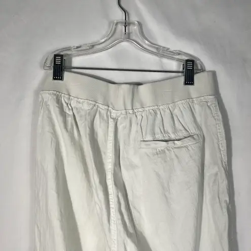 Faherty Women's Arlie Lightweight White Linen Blend Jogger Pants Small S Pockets