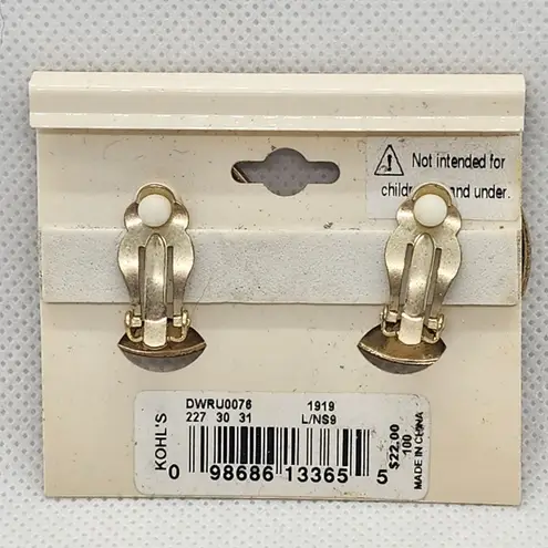 Dana Buchman NWT Gold & Cream Clip-On Earrings