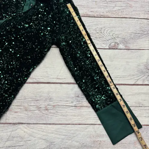 J. McLaughlin Barrett Sequin Shirt Emerald Green Velvet Satin Size Large NEW