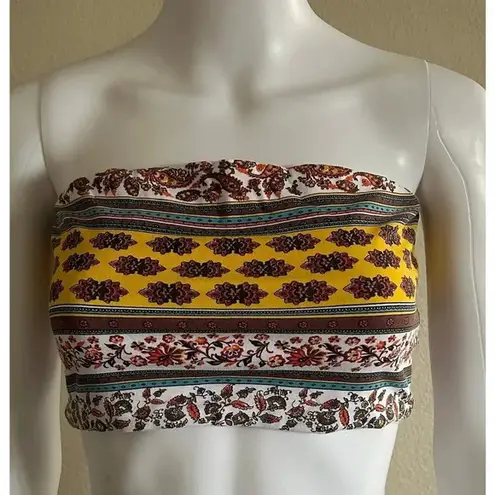 Forever 21  | Women's Floral Aztec Strapless Bandeau Bralette Bra Top | Medium