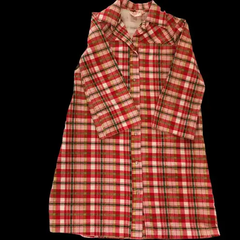 Vintage Loll Ease Plaid Dress Pearlized Buttons Festive Trendy 70’s 80’s Red Size undefined
