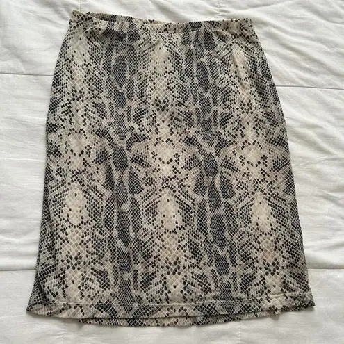 Y2K Stretchy Black grey snake print slip skirt Size small Tan