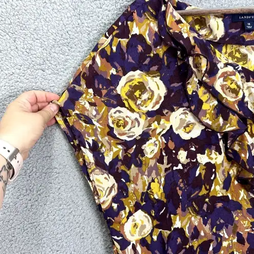 Lands' End floral midi dress 18 ruffle purple dainty abstract whimsical fairy