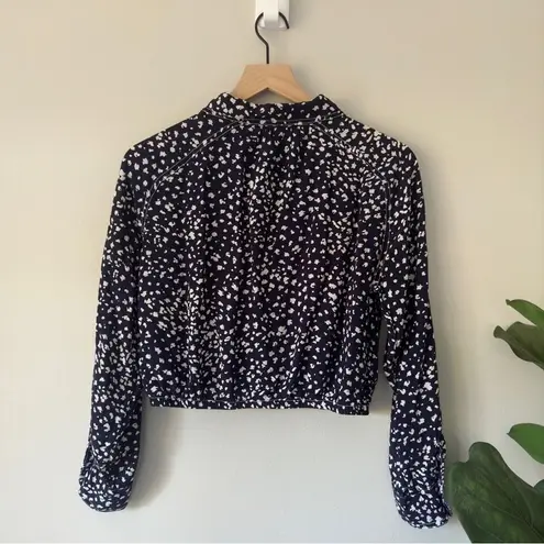 Free People  Spotted Button Up/Down Collared Blouse Long Sleeve Viscose Collar S