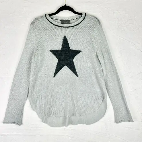 Wooden Ships Metallic Star Crew Sweater Size S/M Wool Mohair Blend Grey