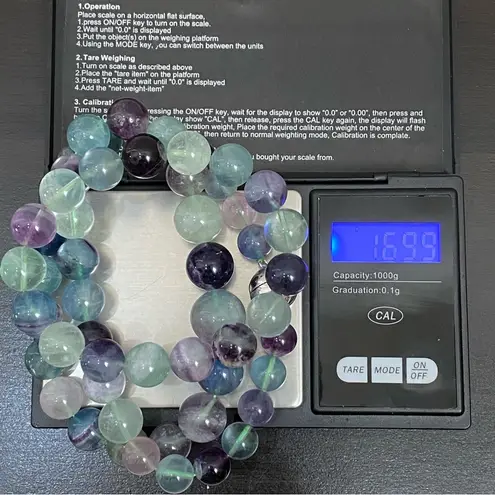 Genuine Rainbow Flourite Natural Crystal Stone Beaded Necklace & Bracelet Set