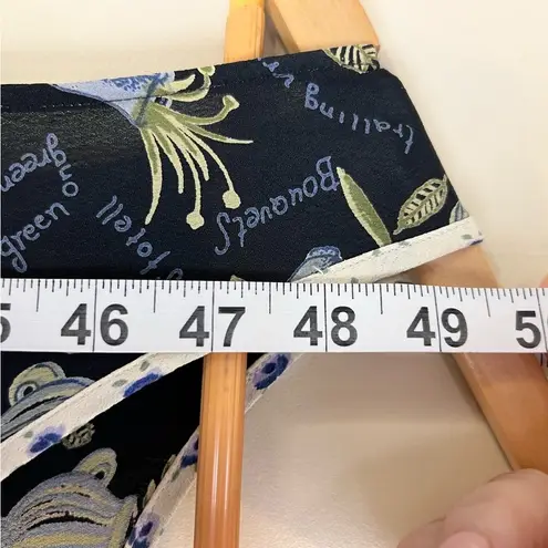 TT Mar Vintage Midi Dress Whimsical Botanical Print Rayon 90s Grunge Grannycore Black Size M