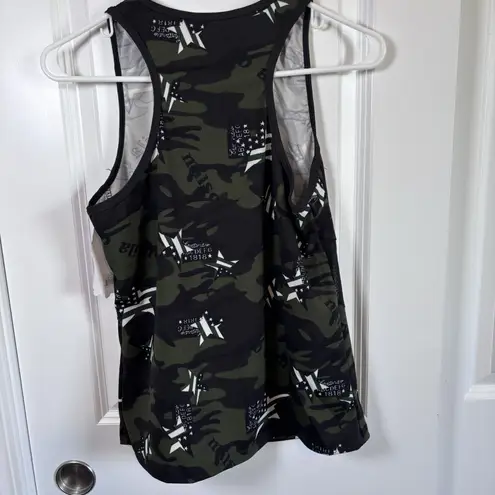 WYSELAND Green Black Camo Sleeveless Tank Top Clear Black side Size L/XL NWT Size L
