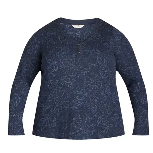 Terra & Sky Womens Waffle Henley Top Size 3X 24W-26W V Neck New