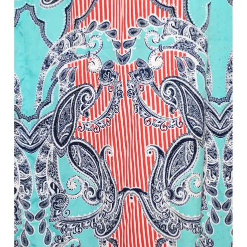 Riviera Sun Caftan Patio Dress Colorful Studded Size Free Plus Paisleys V