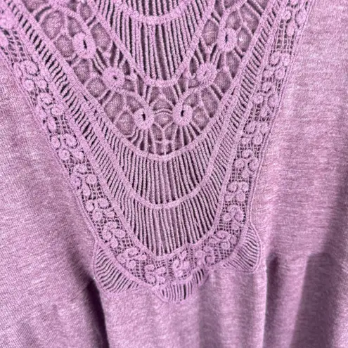 Suzanne Betro Weekend By Susan Betro Purple Crochet Detail Long Bell Sleeve Light Sweater L