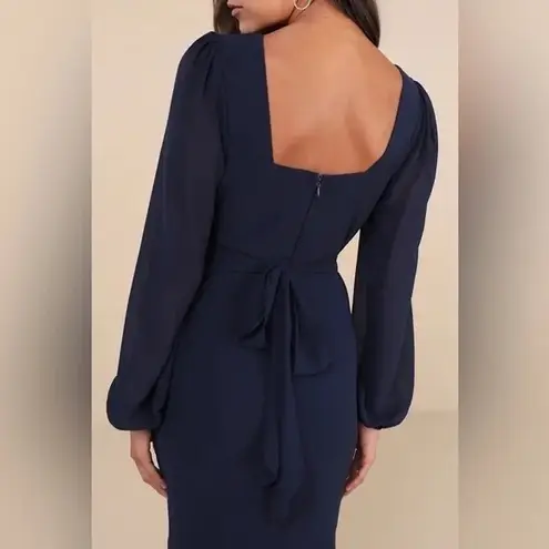 Lulus Tier Elegance Navy Long Sleeve Tiered Maxi Dress Size 2X Blue