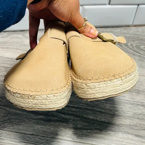 Haute Hippie Aria Suede Buckle Espadrille Mule Clog Size 6.5M