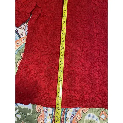 Go Silk Crinkle Fabric Red Lightweight Button Front Stretchy Blouse Top Sz PS