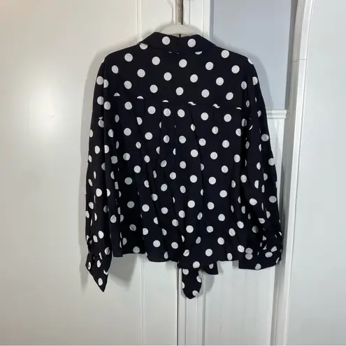 Tuckernuck Black Polka Dot Tie-Front Juliana Shirt mod print size xxl nwt