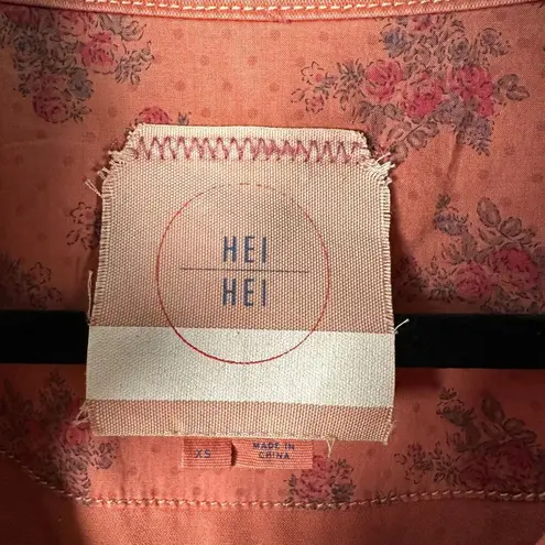 Hei Hei Anthropologie Washed Coral Pink Denim Shacket Size XS