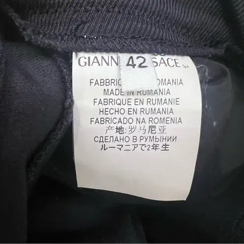 Versace Collection Stretch leggings with Medusa Zipper Blue Size 6