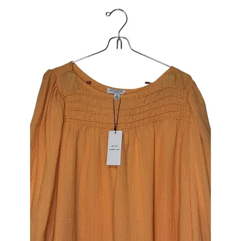 Current Air Women's Top Wide Neck Chest Smocked Boxy Fit Cantaloupe Medium NWT - Image 4