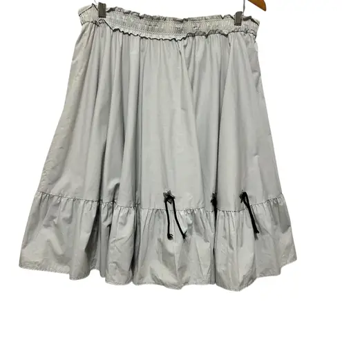 Womens Midi Skirt Large Gray Ruffle Hem Star Bow Cottagecore Western Cowgirl