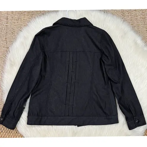 Laura Ashley Women's Black Studded Jean Denim Jacket Size S
