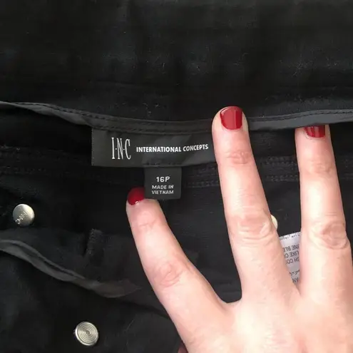 INC Petite Ponte Stretch Skinny Black Pants