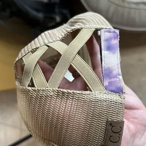 NWT American Flag Criss Cross Ponytail Hat Tie Dye Purple Star Print