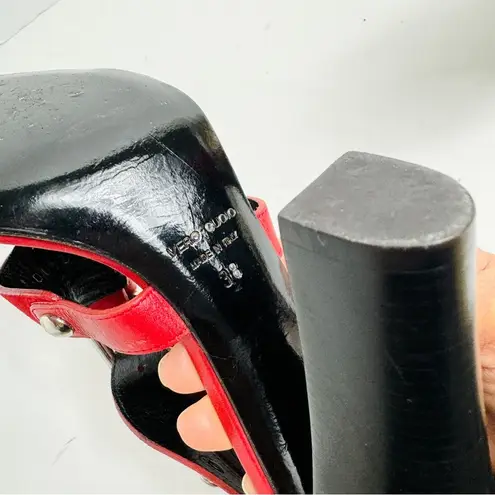 Balmain Giuseppe Zanotti For Red Suede Buckle Strappy Sandals Size 38