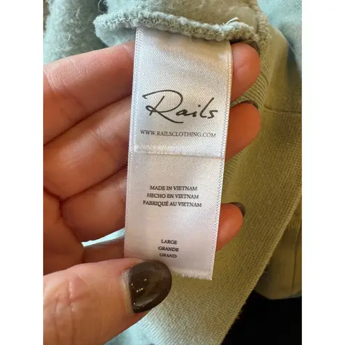 Rails Sweatshirt Women Large Light Seafoam Green Hilda Gathered Sleeve Cropped